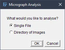 Starting window of Micrograph Analyser