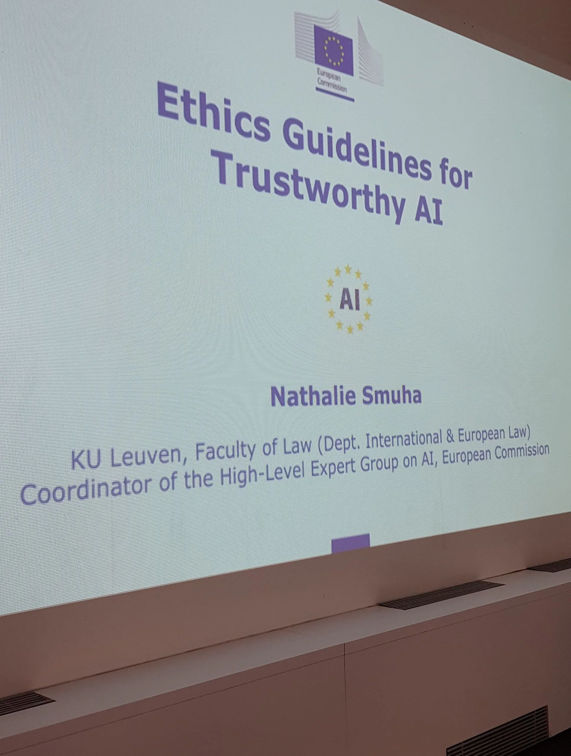 Ethics Guidelines for AI presentation slide